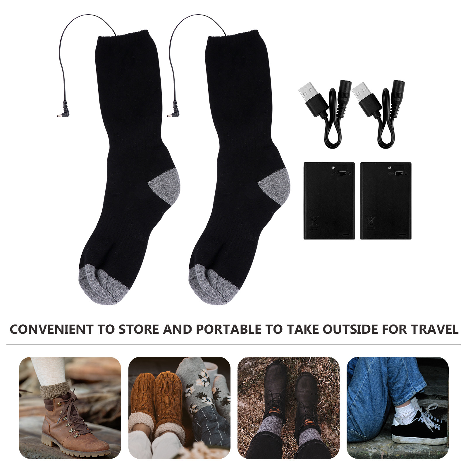 1Set Heated Socks USB Warm Fee - Thermal Sock Winter recension och pris